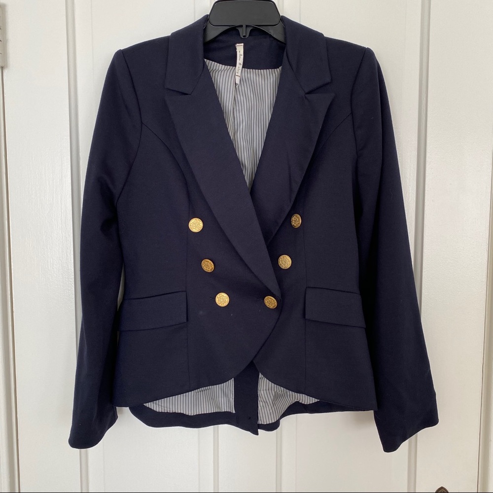 Blue knit blazer